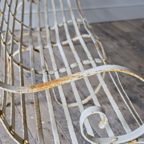 ANTIQUE WROUGHT IRON STRAP WORK GARDEN BENCH - ADDITIONAL PHOTO 12