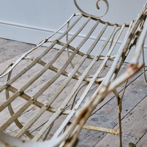 ANTIQUE WROUGHT IRON STRAP WORK GARDEN BENCH - ADDITIONAL PHOTO 14