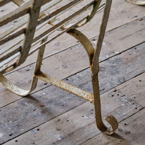 ANTIQUE WROUGHT IRON STRAP WORK GARDEN BENCH - ADDITIONAL PHOTO 19