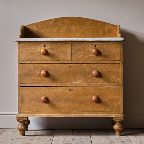 ANTIQUE PINE WASHSTAND CHEST OF DRAWERS IN ORIGINAL PAINT - ADDITIONAL PHOTO 1
