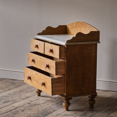ANTIQUE PINE WASHSTAND CHEST OF DRAWERS IN ORIGINAL PAINT - ADDITIONAL PHOTO 3