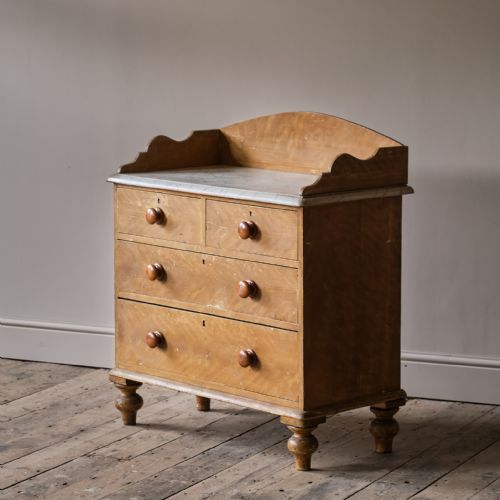 ANTIQUE PINE WASHSTAND CHEST OF DRAWERS IN ORIGINAL PAINT - ADDITIONAL PHOTO 4