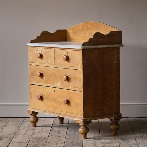 ANTIQUE PINE WASHSTAND CHEST OF DRAWERS IN ORIGINAL PAINT - ADDITIONAL PHOTO 5