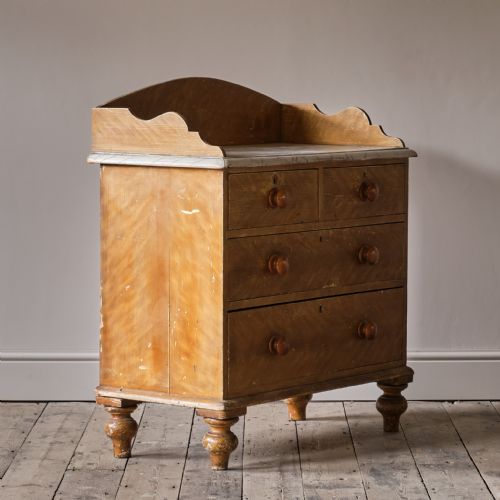 ANTIQUE PINE WASHSTAND CHEST OF DRAWERS IN ORIGINAL PAINT - ADDITIONAL PHOTO 9