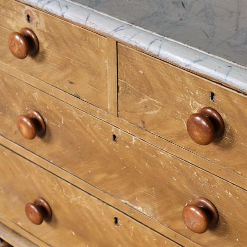 ANTIQUE PINE WASHSTAND CHEST OF DRAWERS IN ORIGINAL PAINT - ADDITIONAL PHOTO 12