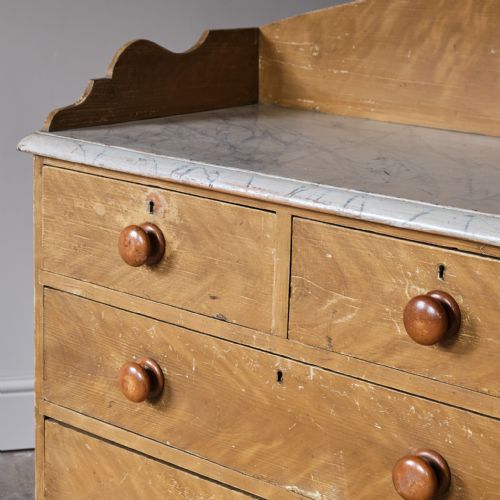 ANTIQUE PINE WASHSTAND CHEST OF DRAWERS IN ORIGINAL PAINT - ADDITIONAL PHOTO 13