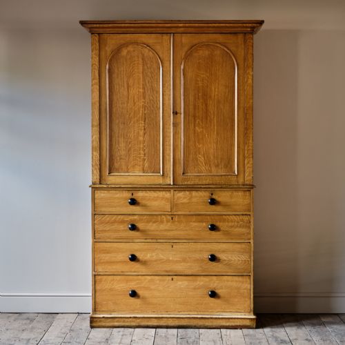 ANTIQUE PINE LINEN PRESS IN ORIGINAL PAINT