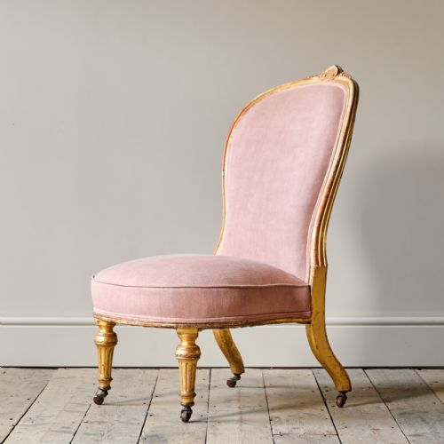 19th Century Giltwood Slipper Chair Attributed to Lamb of Manchester