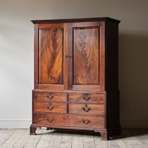 George III Mahogany Linen Press