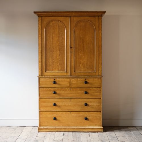 Antique Pine Linen Press in Original Paint