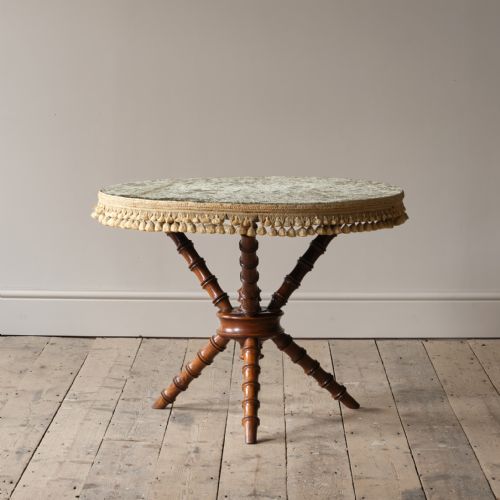 19th Century Simulated Bamboo Gypsy Side Table in Antique Velvet