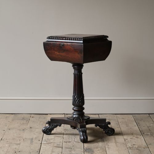 Early 19th Century Teapoy with Sarcophagus Shaped Box