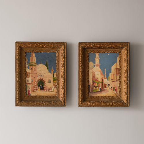 Pair of Naïve Paintings of Old Bagdad