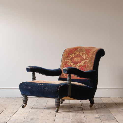 19th century Country House Carpet Open Armchair by CVS