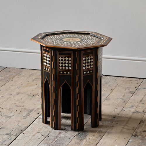 Antique Moorish mother of pearl side table