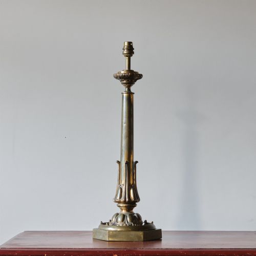 19th Century Gilt Brass Table Lamp