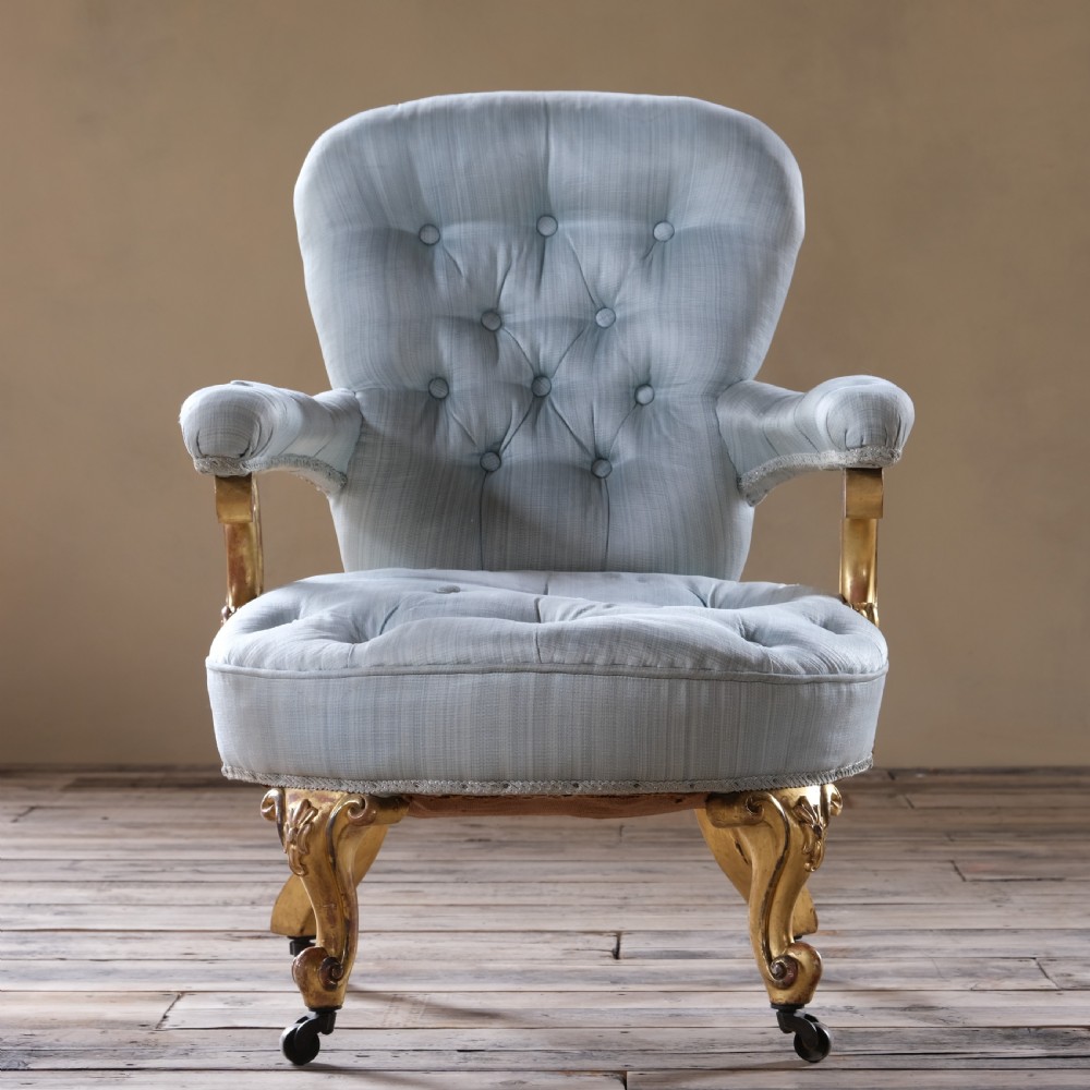 19Th Century Petite Gilt Wood Open Armchair View III