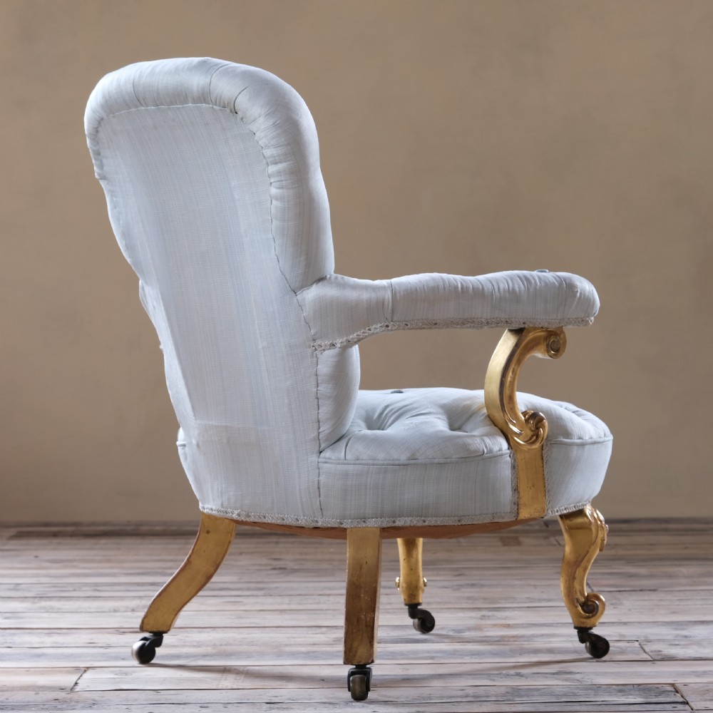 19Th Century Petite Gilt Wood Open Armchair View VI