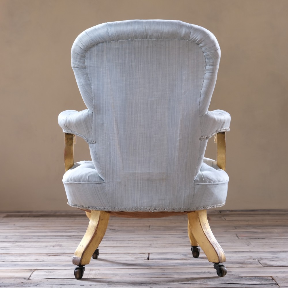 19Th Century Petite Gilt Wood Open Armchair View VII