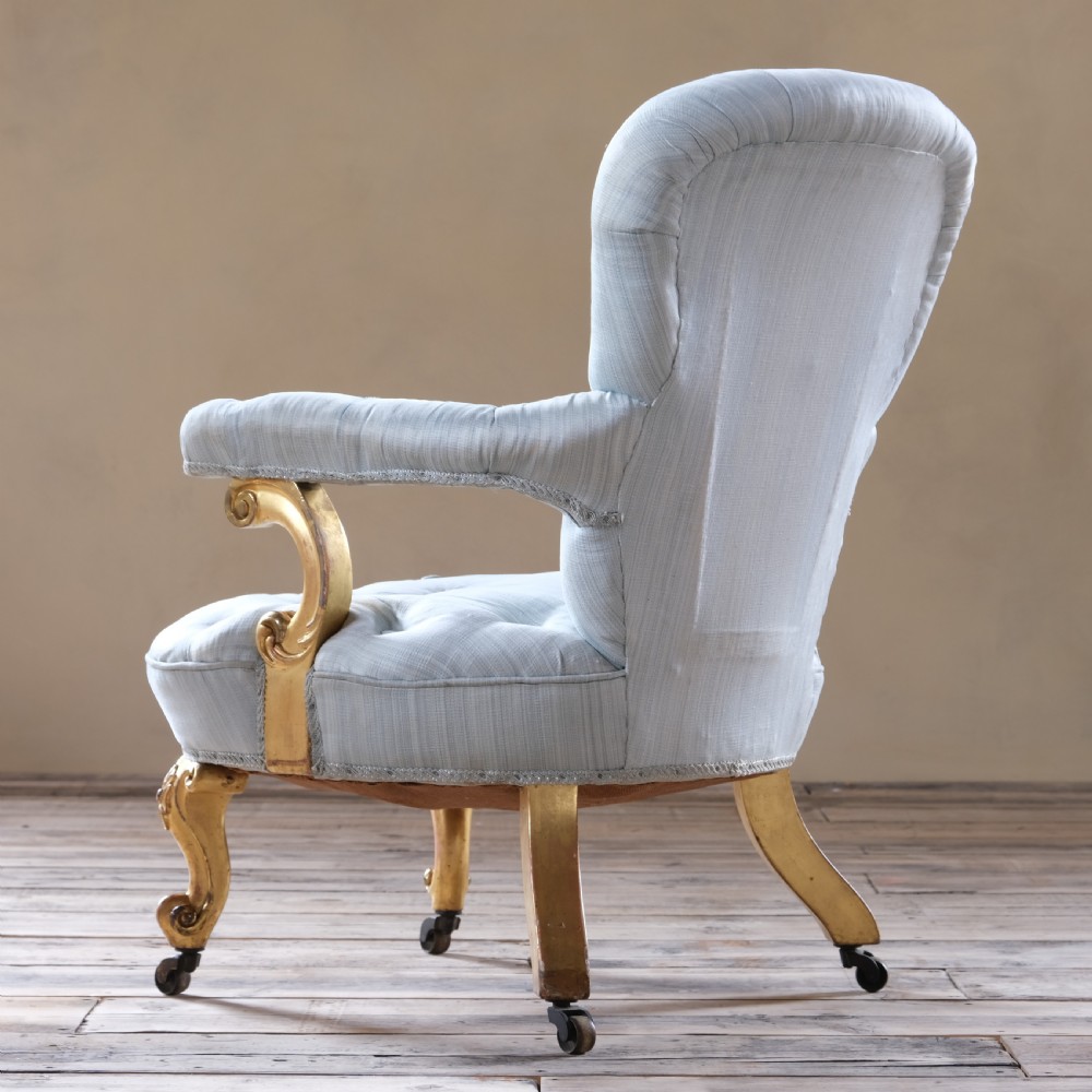 19Th Century Petite Gilt Wood Open Armchair View VIII
