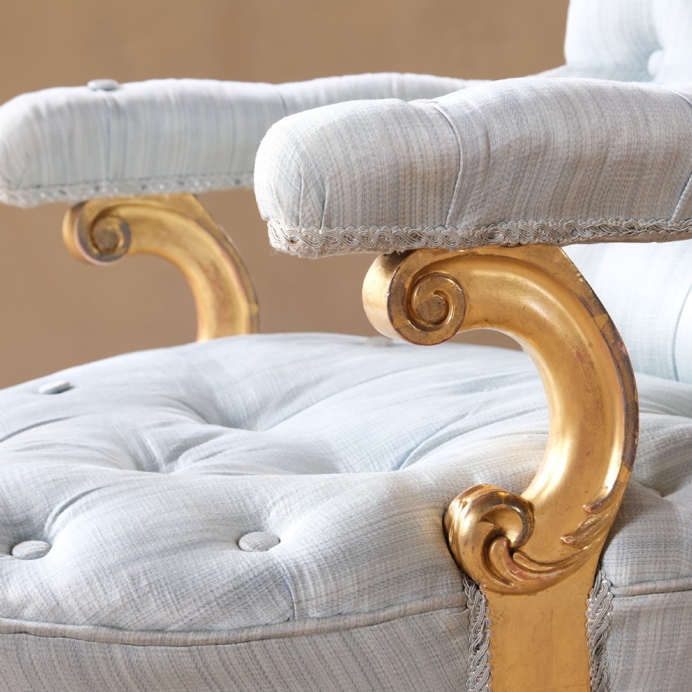 19Th Century Petite Gilt Wood Open Armchair View IX