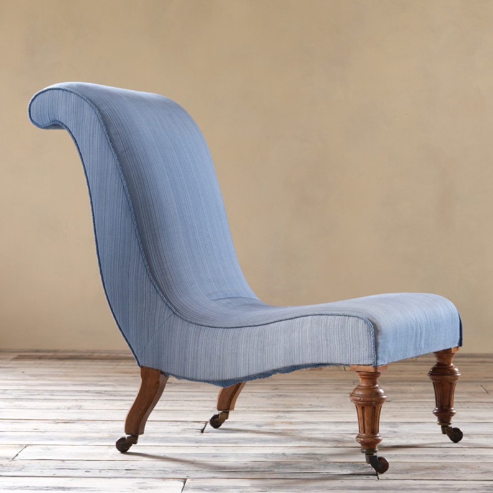Large 19Th Century Howard Style Walnut Slipper Chair View II