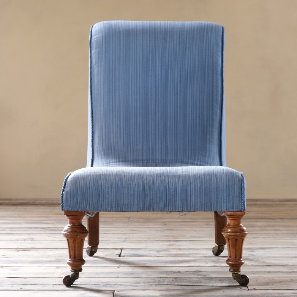 Large 19Th Century Howard Style Walnut Slipper Chair View III