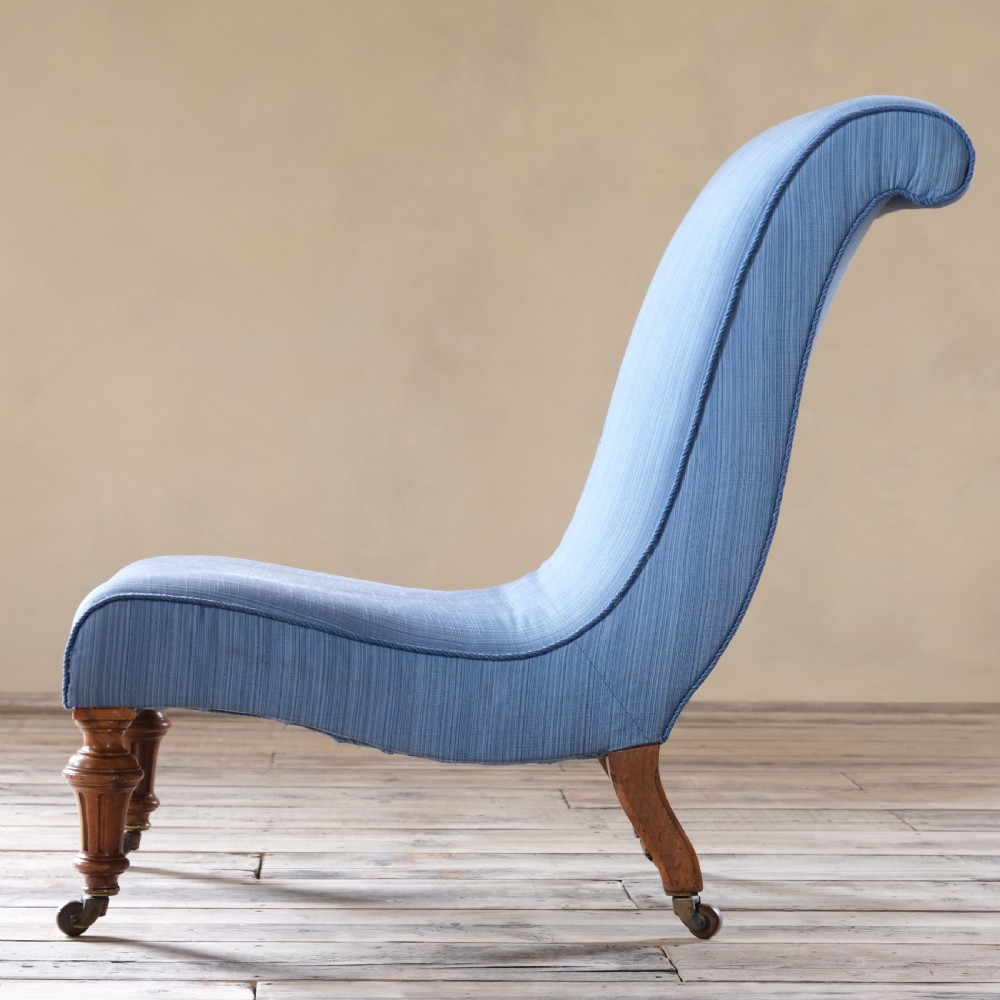 Large 19Th Century Howard Style Walnut Slipper Chair View V