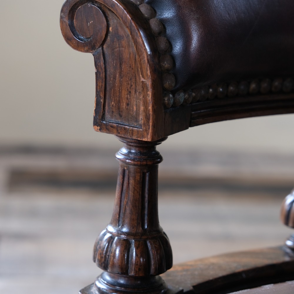 19th century rosewood and leather swivel chair by Druce & Co View VII