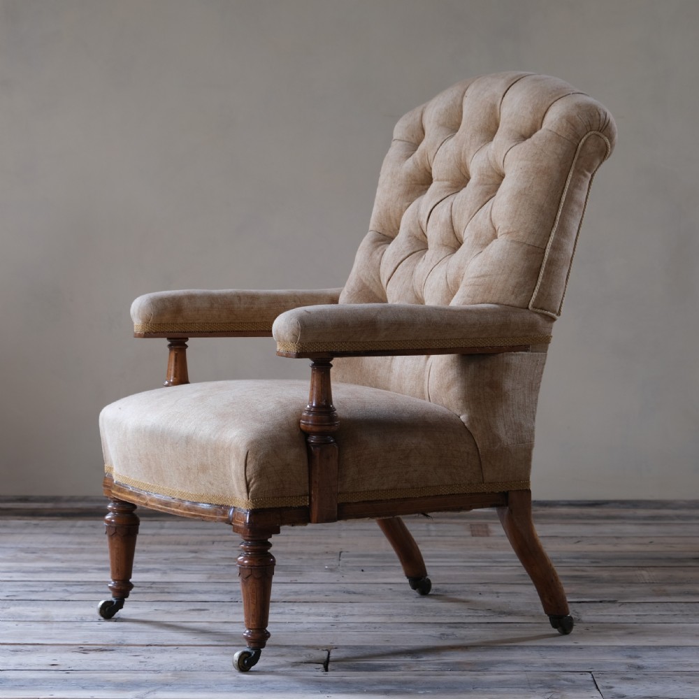 19th century walnut open armchair View II