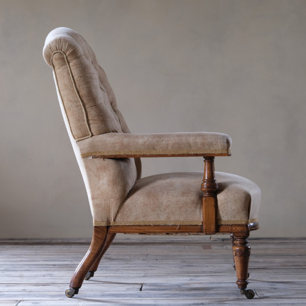 19th century walnut open armchair View V