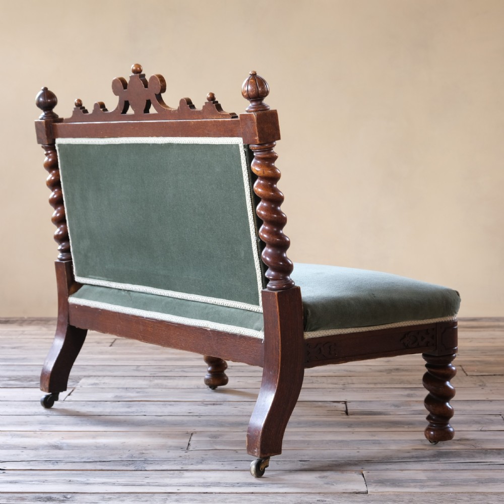19Th Century Barley Twist Oak Hall Bench View IV