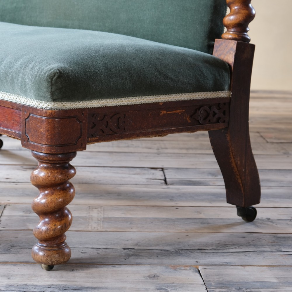 19Th Century Barley Twist Oak Hall Bench View VI