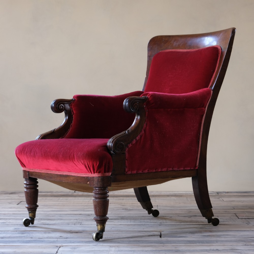 George IV Mahogany Library Armchair View II