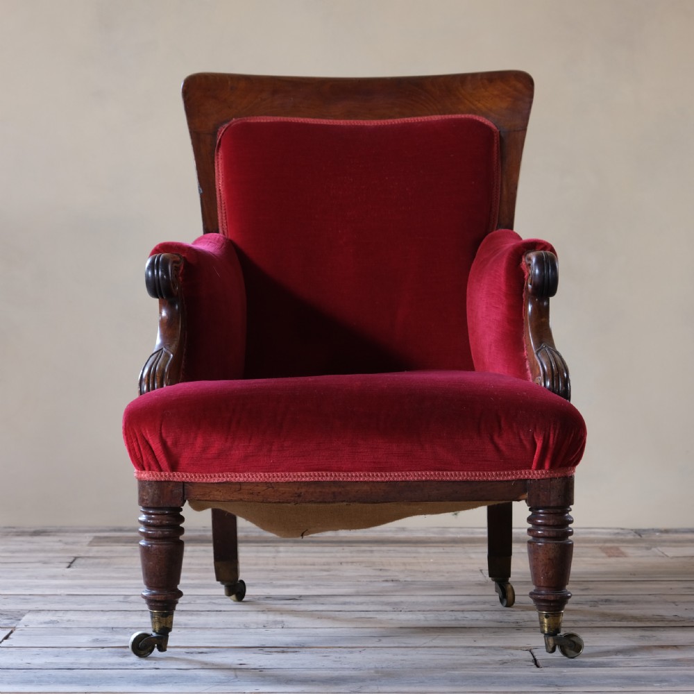 George IV Mahogany Library Armchair View III
