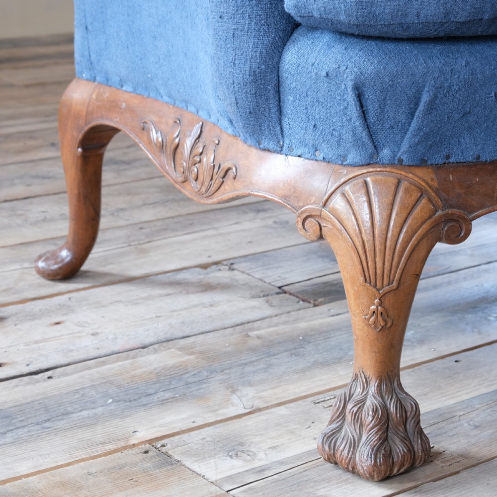 Late 19Th Century George I Style Walnut Wingback Armchair View XI