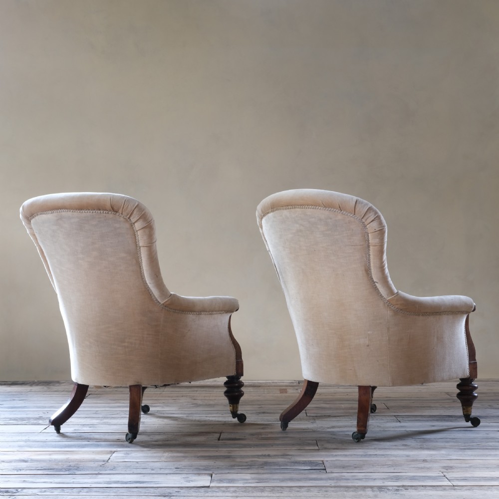 Pair Of Royal Attributed Johnstone & Jeanes Walnut Library Armchairs C1850 View IV
