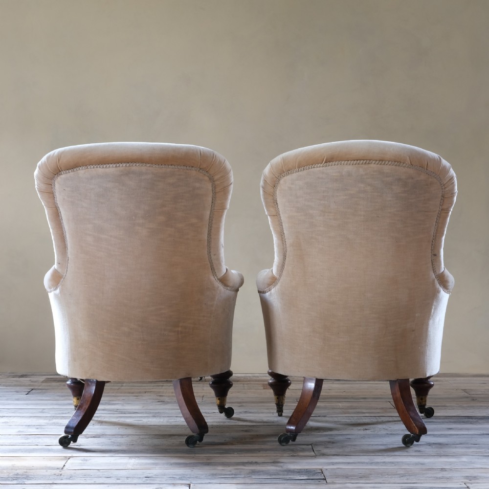Pair Of Royal Attributed Johnstone & Jeanes Walnut Library Armchairs C1850 View V