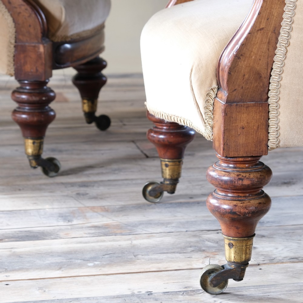 Pair Of Royal Attributed Johnstone & Jeanes Walnut Library Armchairs C1850 View XVIII