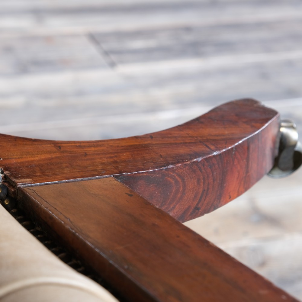 Antique 19th century mahogany and leather open armchair View IX