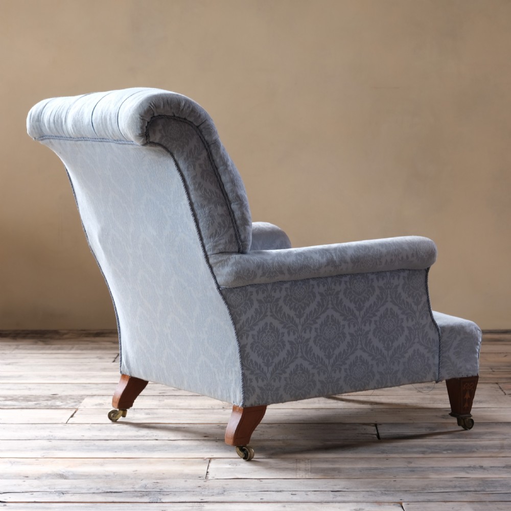 19th century deep seated armchair with marquetry legs View VI