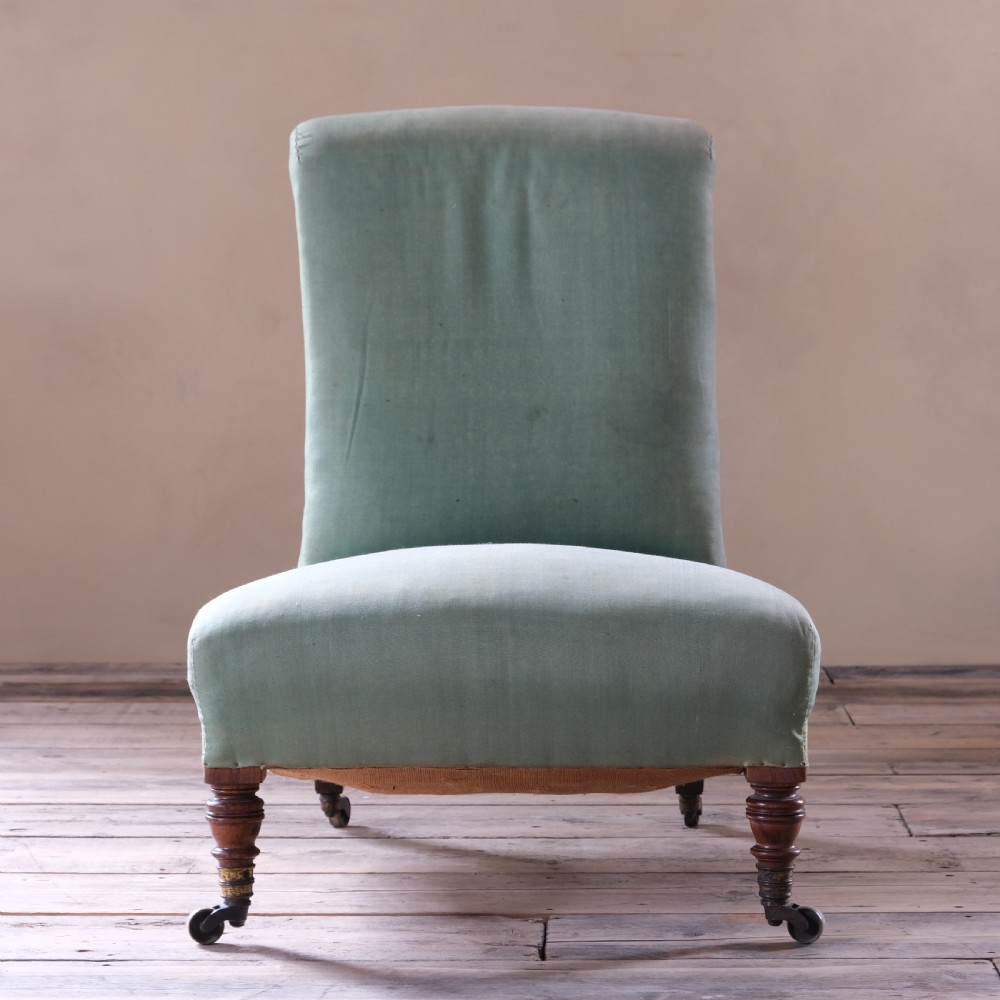 19th century Howard and sons slipper chair c1870 View II