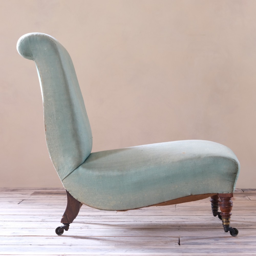 19th century Howard and sons slipper chair c1870 View IV