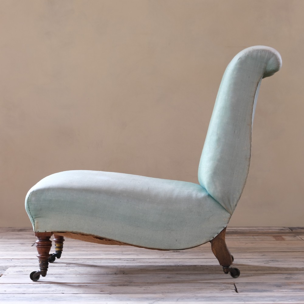 19th century Howard and sons slipper chair c1870 View VII