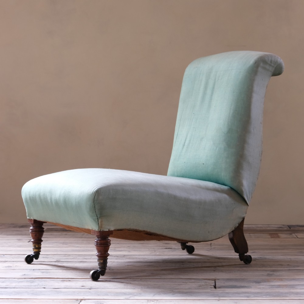 19th century Howard and sons slipper chair c1870 View VIII