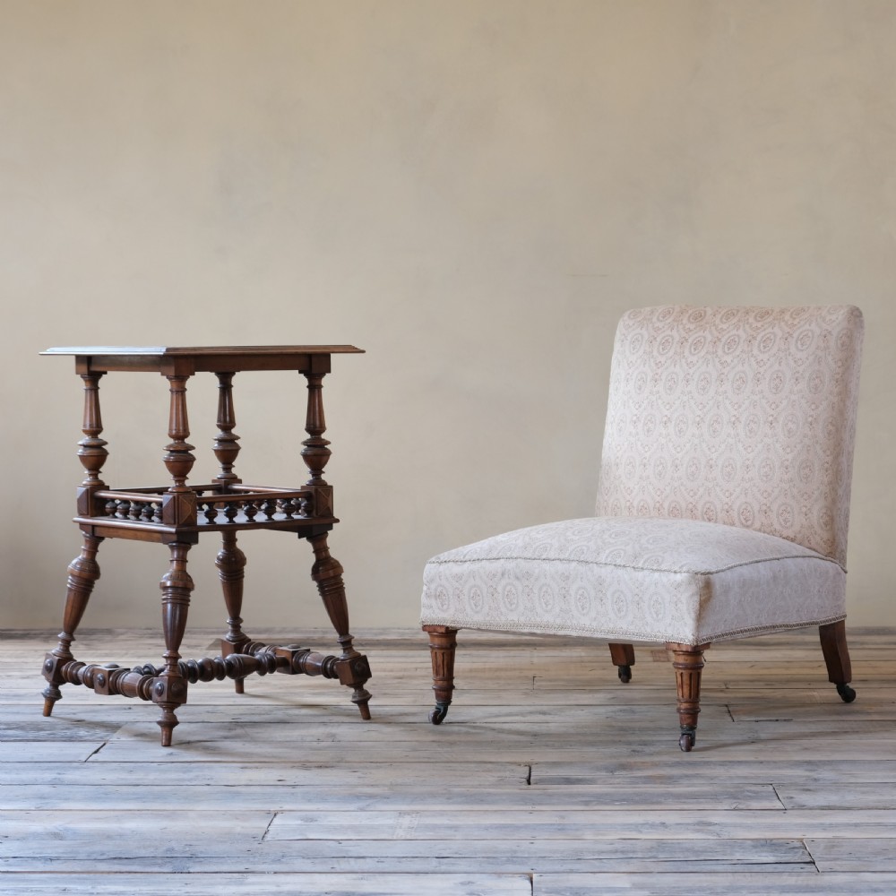 Large 19th Century Walnut slipper chair