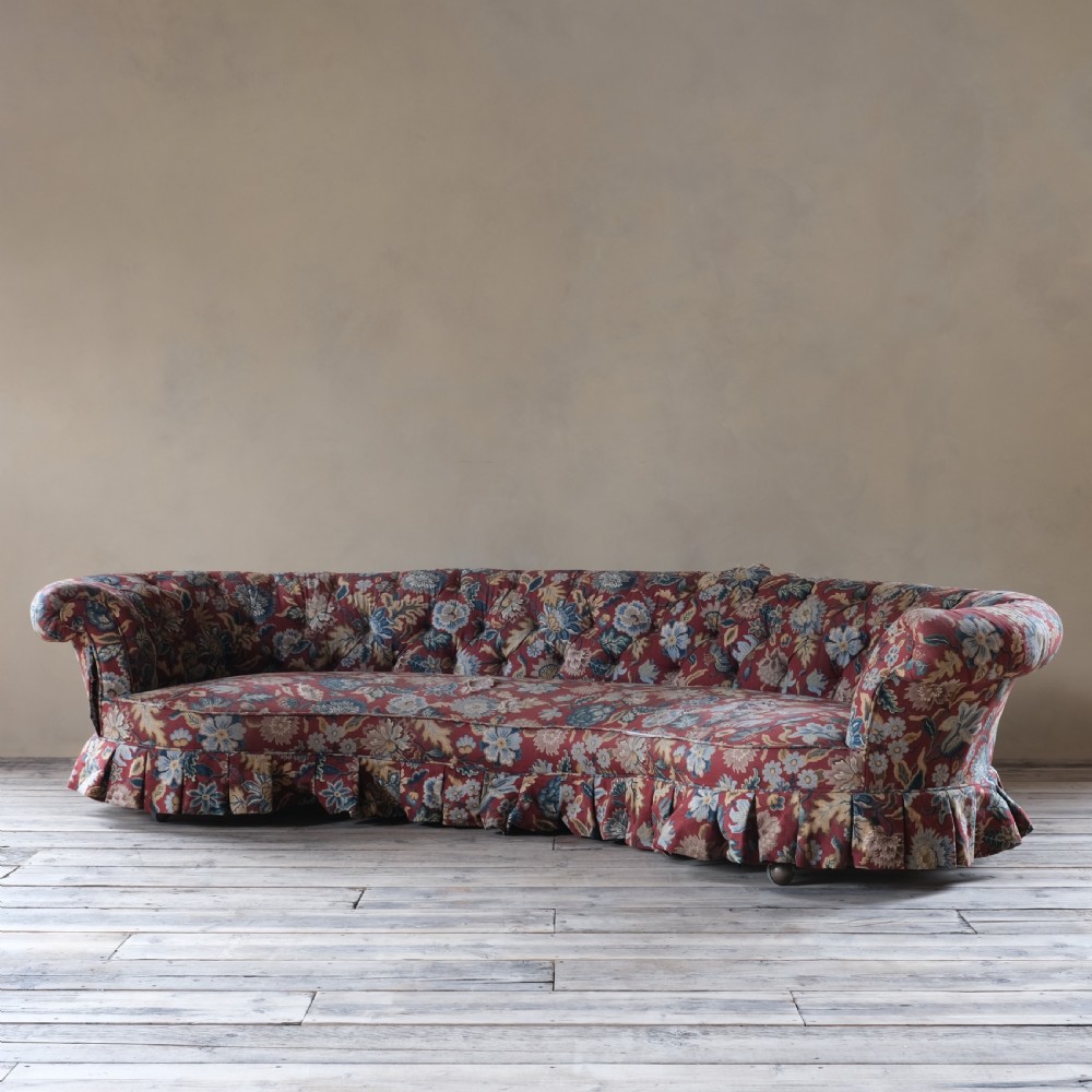 19th century Howard and sons curved chesterfield sofa c1860 View II