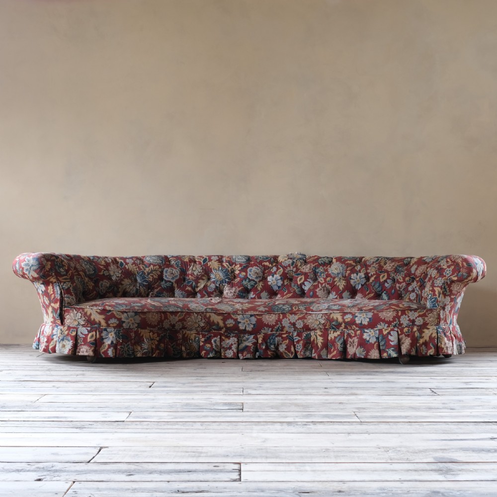 19th century Howard and sons curved chesterfield sofa c1860 View III