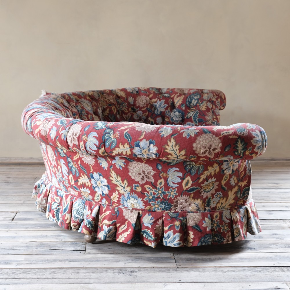 19th century Howard and sons curved chesterfield sofa c1860 View V