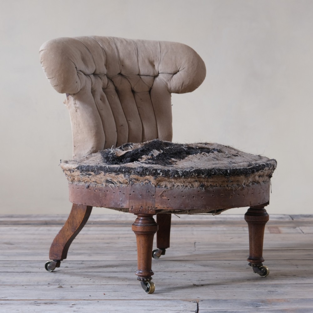 mid 19th century walnut slipper chair by Holland & Sons View IV